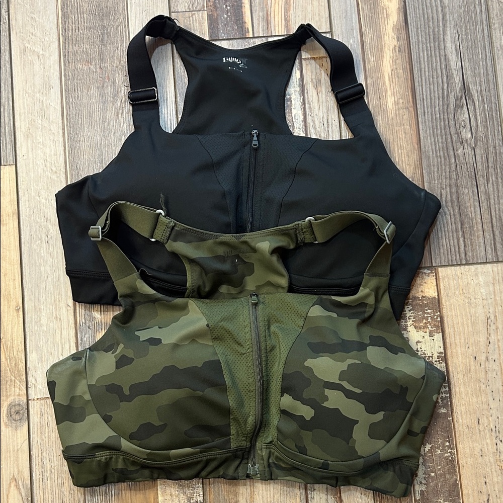 set of 2 Duluth Trading Company High Impact Zip Front Sports Bras Medium